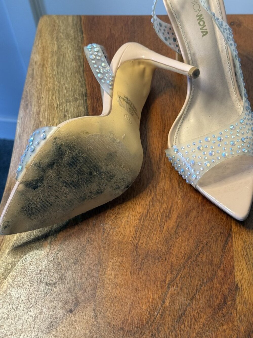 Blue Rhinestone Slingback Pointed Heels - Picture 3 of 3